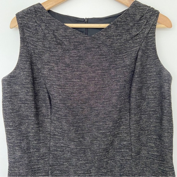 DAVID MEISTER BLACK/GREY TEXTURED AND LINED SHEATH DRESS, PRINCESS SEAMS, SZ 14 - Picture 2 of 12